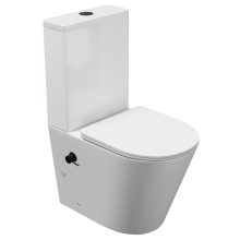 HD Echo White perem nélküli mély öblítésű íves monoblokkos WC alsó kifolyású, matt fekete bidé funkcióval, tető nélkül + tartály