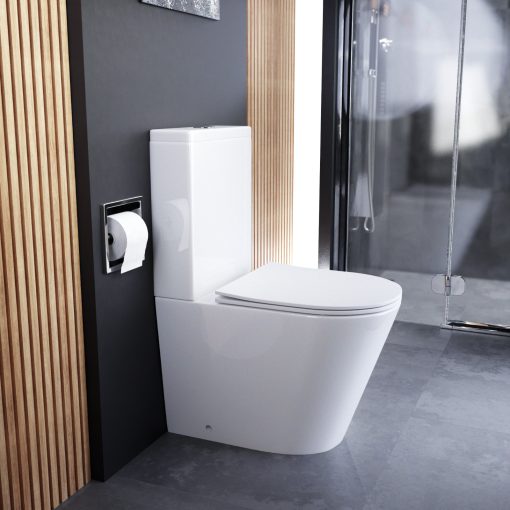 HD Dream Glossy White perem nélküli mély öblítésű íves monoblokkos WC alsó kifolyású tető nélkül + tartály