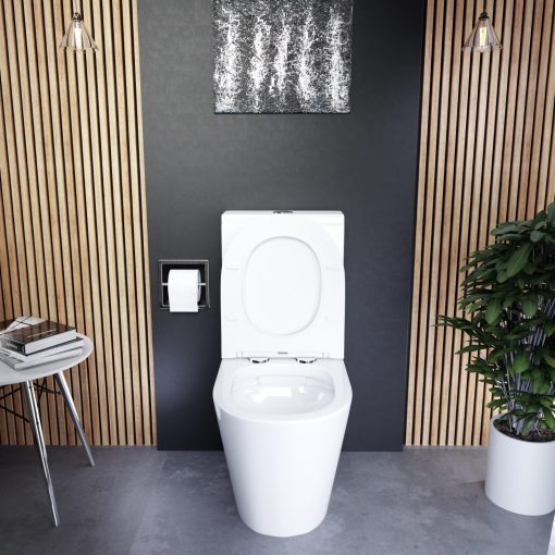 HD Dream Glossy White perem nélküli mély öblítésű íves monoblokkos WC alsó kifolyású tető nélkül + tartály