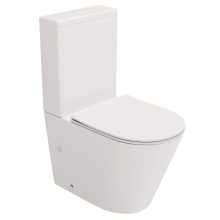 HD Dream Matt White perem nélküli mély öblítésű íves monoblokkos WC alsó kifolyású slim "P" tetővel és matt fehér nyomógombbal + tartály