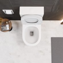 HD Dream Matt White perem nélküli mély öblítésű íves monoblokkos WC alsó kifolyású slim "P" tetővel és matt fehér nyomógombbal + tartály