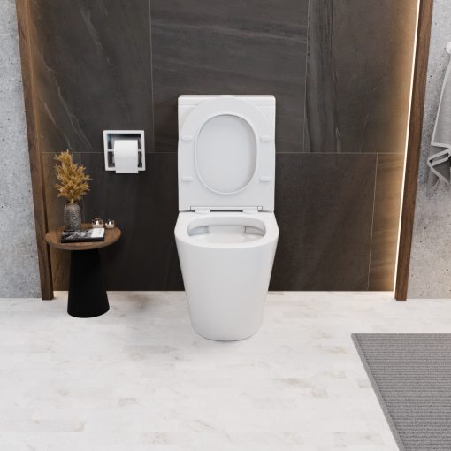 HD Dream Matt White perem nélküli mély öblítésű íves monoblokkos WC hátsó kifolyású tető nélkül + tartály