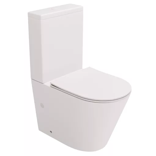 HD Dream Matt White perem nélküli mély öblítésű íves monoblokkos WC alsó kifolyású tető nélkül + tartály