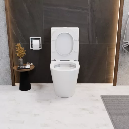 HD Dream Matt White perem nélküli mély öblítésű íves monoblokkos WC alsó kifolyású tető nélkül + tartály