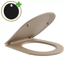 HD Dream Matt Cappucino perem nélküli mély öblítésű íves monoblokkos WC hátsó kifolyású slim "P" tetővel és matt fekete nyomógombbal + tartály