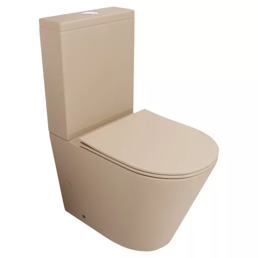 HD Dream Matt Cappucino perem nélküli mély öblítésű íves monoblokkos WC alsó kifolyású tető nélkül + tartály