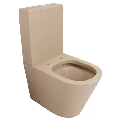 HD Dream Matt Cappucino perem nélküli mély öblítésű íves monoblokkos WC alsó kifolyású tető nélkül + tartály