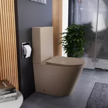 HD Dream Matt Cappucino perem nélküli mély öblítésű íves monoblokkos WC alsó kifolyású tető nélkül + tartály