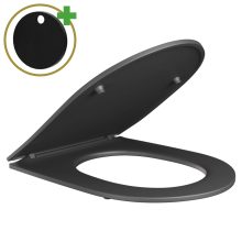 HD Dream Matt Antracit perem nélküli mély öblítésű íves monoblokkos WC alsó kifolyású slim "P" tetővel és matt fekete nyomógombbal + tartály