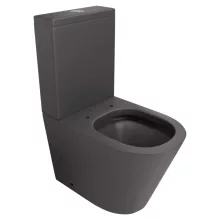 HD Dream Matt Antracit perem nélküli mély öblítésű íves monoblokkos WC alsó kifolyású tető nélkül + tartály