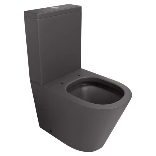 HD Dream Matt Antracit perem nélküli mély öblítésű íves monoblokkos WC alsó kifolyású tető nélkül + tartály