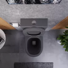 HD Dream Matt Antracit perem nélküli mély öblítésű íves monoblokkos WC alsó kifolyású tető nélkül + tartály