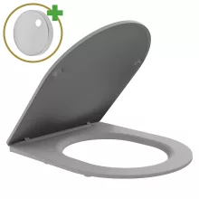 HD Dream Matt Grey perem nélküli mély öblítésű íves monoblokkos WC alsó kifolyású slim "P" tetővel és fényes króm nyomógombbal + tartály