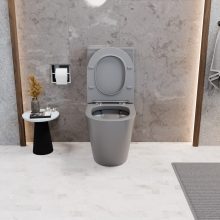 HD Dream Matt Grey perem nélküli mély öblítésű íves monoblokkos WC hátsó kifolyású tető nélkül + tartály