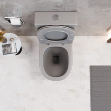 HD Dream Matt Grey perem nélküli mély öblítésű íves monoblokkos WC hátsó kifolyású tető nélkül + tartály