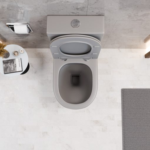 HD Dream Matt Grey perem nélküli mély öblítésű íves monoblokkos WC hátsó kifolyású tető nélkül + tartály