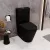   HD Dream Matt Black perem nélküli mély öblítésű íves fekete monoblokkos WC hátsó kifolyású compact "A" tetővel és fényes króm kiegészítőkkel + tartály