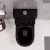   HD Dream Matt Black perem nélküli mély öblítésű íves fekete monoblokkos WC hátsó kifolyású compact "A" tetővel és fényes króm kiegészítőkkel + tartály
