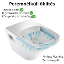 HD Dream Matt Black perem nélküli mély öblítésű íves fekete monoblokkos WC alsó kifolyású compact "A" tetővel és fényes króm kiegészítőkkel + tartály