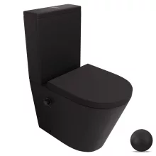 HD Echo Matt Black perem nélküli mély öblítésű íves monoblokkos WC hátsó kifolyású, bidé funkcióval, compact "A" tetővel és matt fekete kiegészítőkkel + tartály
