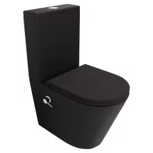HD Echo Matt Black perem nélküli mély öblítésű íves monoblokkos WC hátsó kifolyású, bidé funkcióval, slim "A" tetővel és krómozott kiegészítőkkel + tartály
