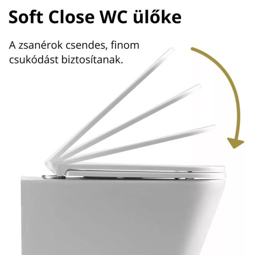 HD Echo Matt Black perem nélküli mély öblítésű íves monoblokkos WC hátsó kifolyású, bidé funkcióval, slim "A" tetővel és krómozott kiegészítőkkel + tartály