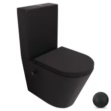 HD Echo Matt Black perem nélküli mély öblítésű íves monoblokkos WC alsó kifolyású, bidé funkcióval, slim "A" tetővel és matt fekete kiegészítőkkel + tartály