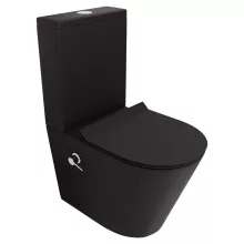 HD Echo Matt Black perem nélküli mély öblítésű íves monoblokkos WC hátsó kifolyású, bidé funkcióval, slim "F" tetővel és krómozott kiegészítőkkel + tartály