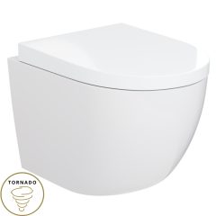   HD Lara White ultracsendes tornado fali rimless WC compact "A" tetővel és fényes króm zsanérral