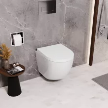 HD Lara White ultracsendes tornado fali rimless WC compact "A" tetővel és fényes króm zsanérral