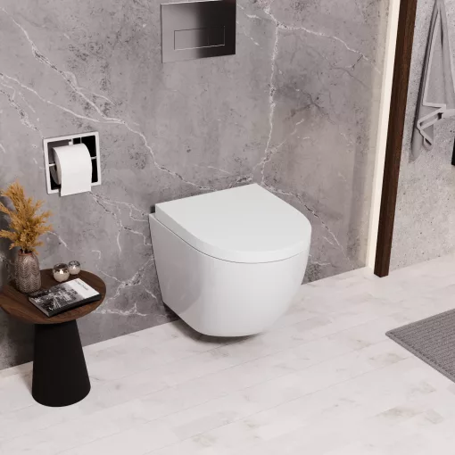 HD Lara White ultracsendes tornado fali rimless WC compact "A" tetővel és fényes króm zsanérral