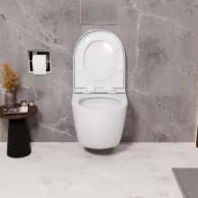 HD Lara White ultracsendes tornado fali rimless WC compact "A" tetővel és fényes króm zsanérral