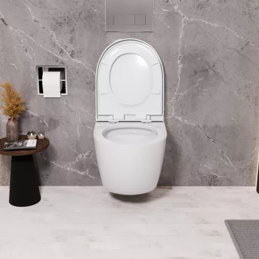 HD Lara White ultracsendes tornado fali rimless WC compact "A" tetővel és fényes króm zsanérral
