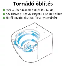 HD Lara White ultracsendes tornado fali rimless WC compact "A" tetővel és fényes króm zsanérral
