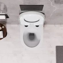HD Lara White ultracsendes tornado fali rimless WC compact "A" tetővel és matt fekete zsanérral