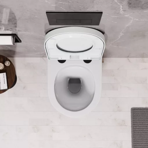HD Lara White ultracsendes tornado fali rimless WC compact "A" tetővel és matt fekete zsanérral