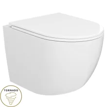 HD Lara White ultracsendes tornado fali rimless WC slim "A" tetővel és fényes króm zsanérral