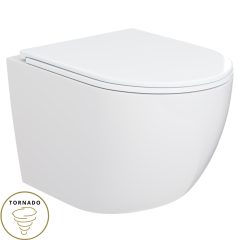   HD Lara White ultracsendes tornado fali rimless WC slim "A" tetővel és fényes króm zsanérral