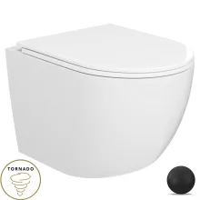 HD Lara White ultracsendes tornado fali rimless WC slim "A" tetővel és matt fekete zsanérral