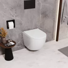 HD Lara White ultracsendes tornado fali rimless WC slim "A" tetővel és matt fekete zsanérral