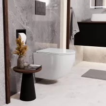 HD Lara White ultracsendes tornado fali rimless WC slim "A" tetővel és matt fekete zsanérral