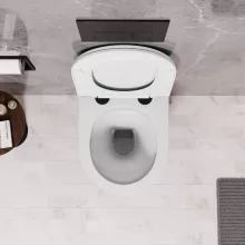 HD Lara White ultracsendes tornado fali rimless WC slim "A" tetővel és matt fekete zsanérral
