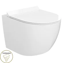 HD Lara White ultracsendes tornado fali rimless WC slim "F" tetővel és fényes króm zsanérral