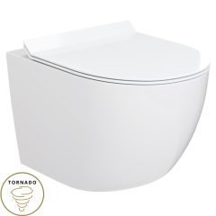   HD Lara White ultracsendes tornado fali rimless WC slim "F" tetővel és fényes króm zsanérral