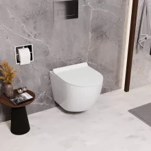 HD Lara White ultracsendes tornado fali rimless WC slim "F" tetővel és fényes króm zsanérral