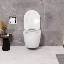HD Lara White ultracsendes tornado fali rimless WC slim "F" tetővel és fényes króm zsanérral