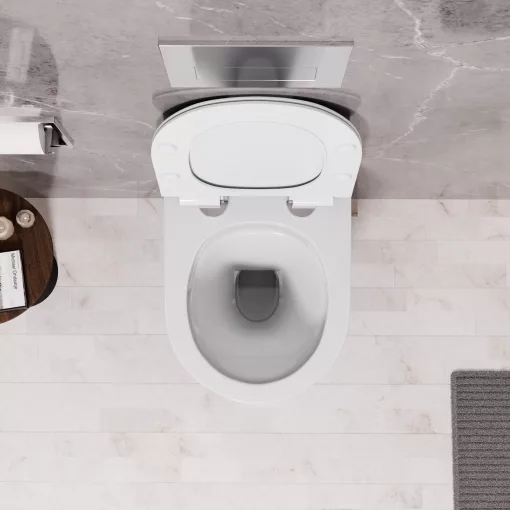 HD Lara White ultracsendes tornado fali rimless WC slim "F" tetővel és fényes króm zsanérral