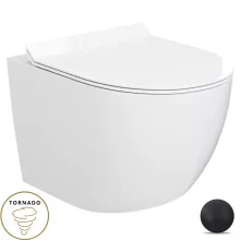 HD Lara White ultracsendes tornado fali rimless WC slim "F" tetővel és matt fekete zsanérral