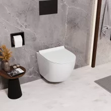 HD Lara White ultracsendes tornado fali rimless WC slim "F" tetővel és matt fekete zsanérral