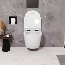 HD Lara White ultracsendes tornado fali rimless WC slim "F" tetővel és matt fekete zsanérral